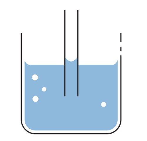 Container with water and a tube