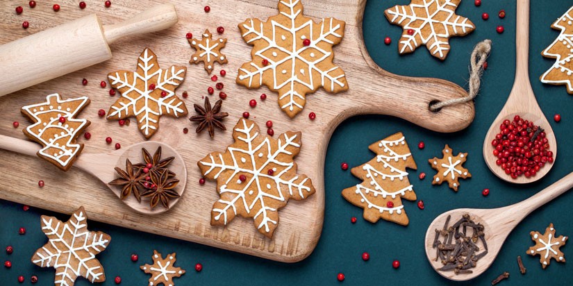 Sugar cookies on a wooden board