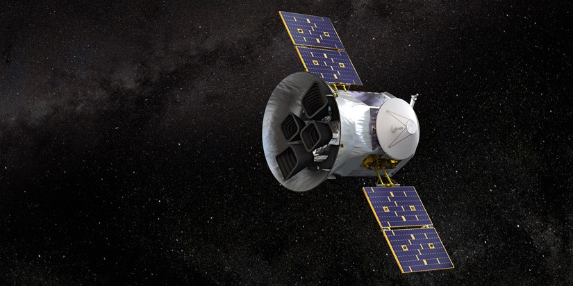 Artist rendering of Transiting Exoplanet Survey Satellite in space