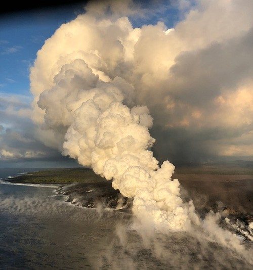 Steam from Kilauea&#39;s volcano eruption