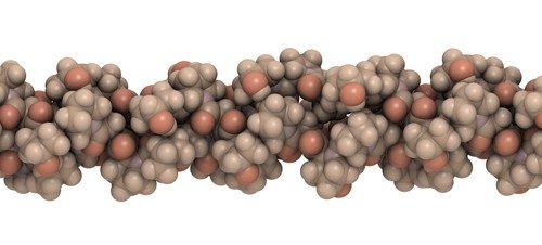 Collagen model protein. Collagen adopts a characteristic triple helix structure