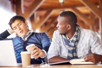 Students drinking coffee