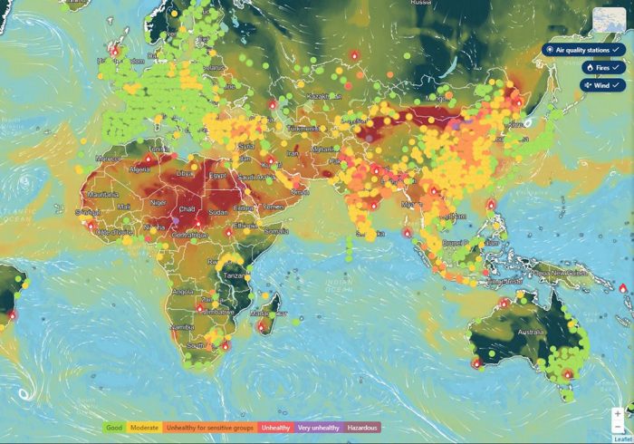 World Air Quality Trends interactive map