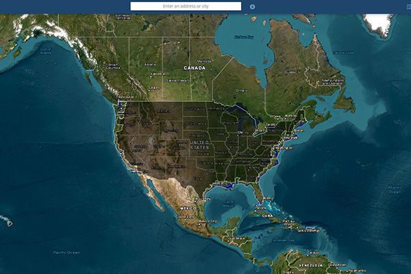 map diplaying sea level rise viewer