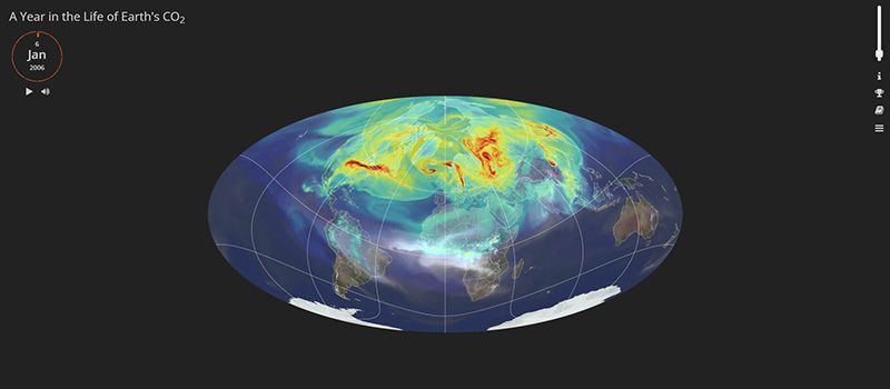 An Interactive globe of the earth showing the Earth's CO2 