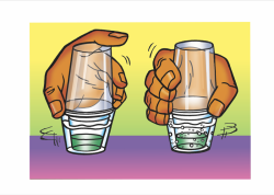 Swirling indicator with regular water or carbonated water