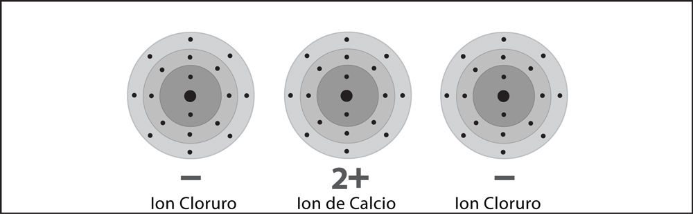 calcium and chlorine atoms