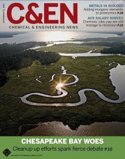 C&EN cover featuring an aerial shot of the Chesapeake Bay